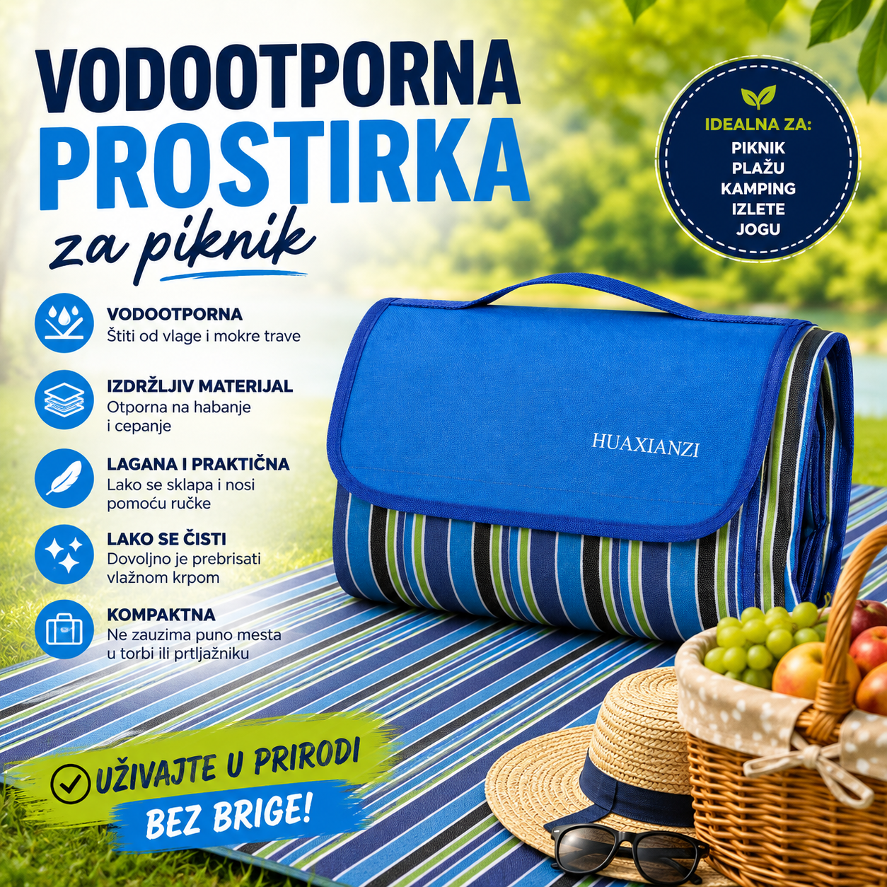 Vodootporna prostirka za piknik