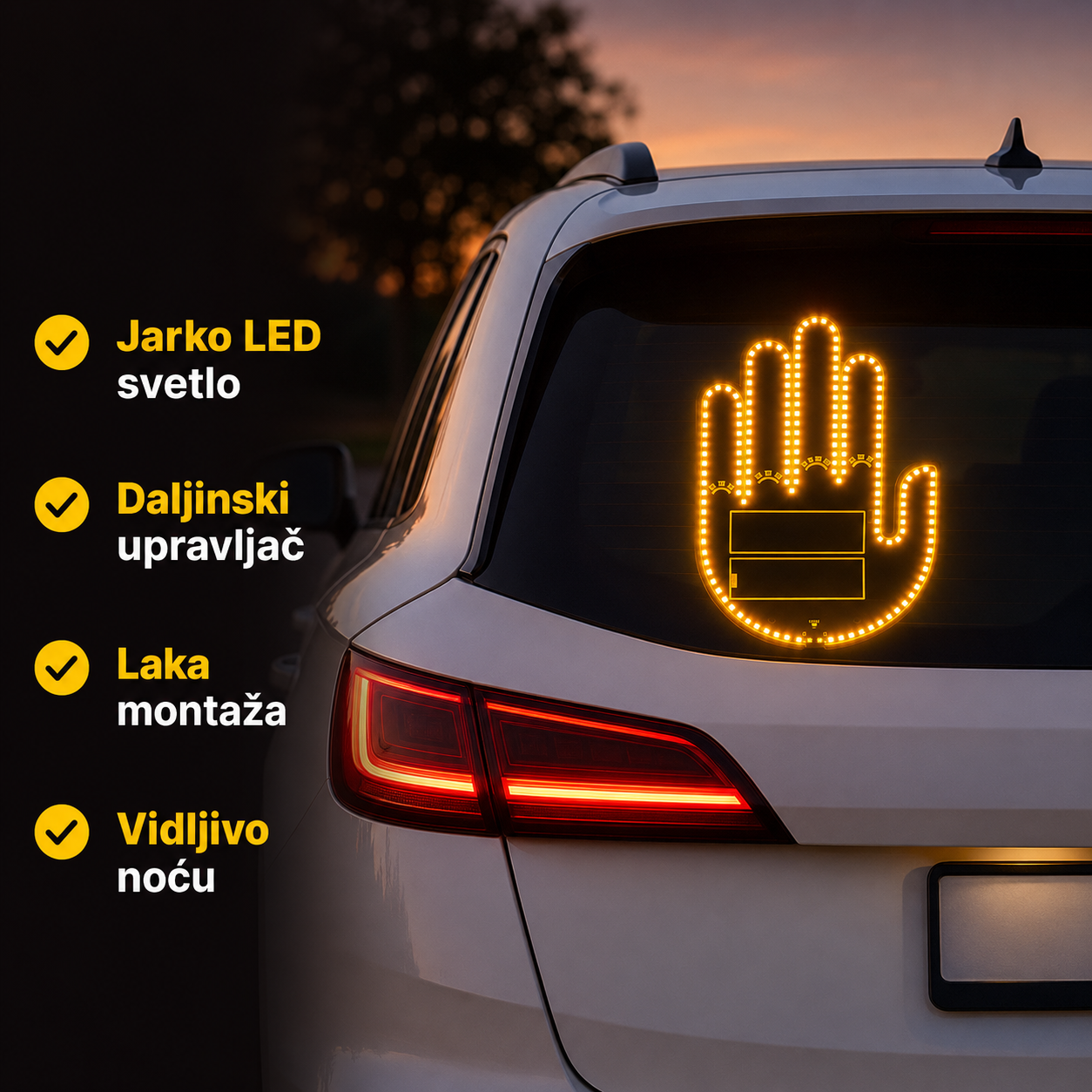 LED RUKA ZA AUTO – TVOJA PORUKA SADA SVETLI!