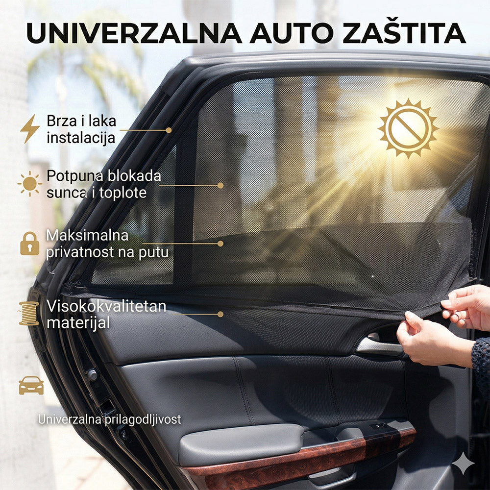 2 u 1 set za zaštitu automobila od sunca (kišobran + mrežice)