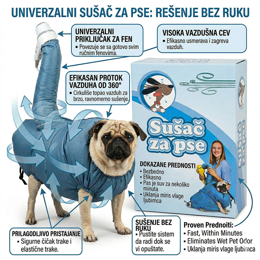 Vreća hauba za sušenje psa – brzo, ravnomerno i bez stresa