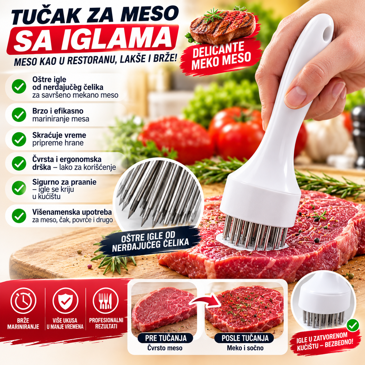 Kuhinjski kombo: Clever Cutter + tučak za meso sa iglama
