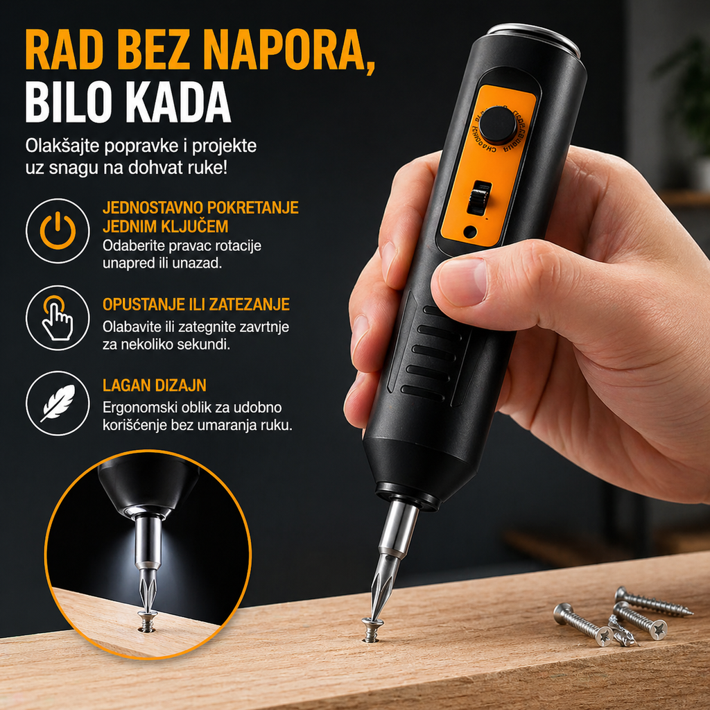 Mini električni odvijač SCREWZI – Snaga u tvom dlanu