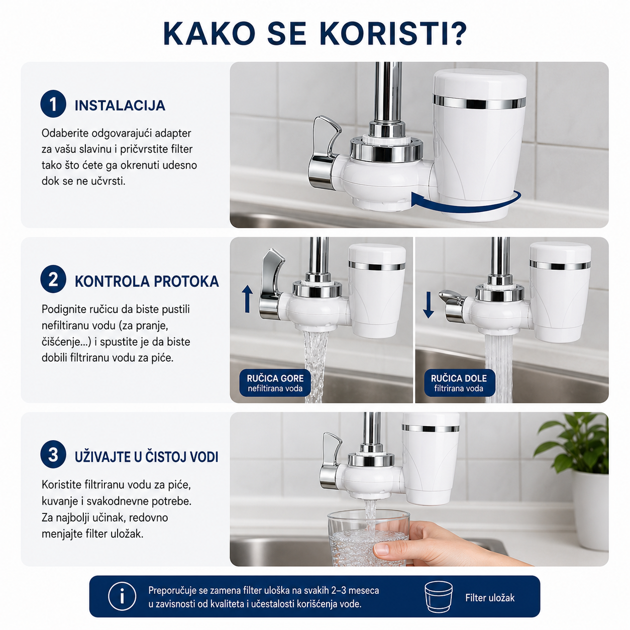 Filter vode sa aktivnim ugljem za slavinu – H2O