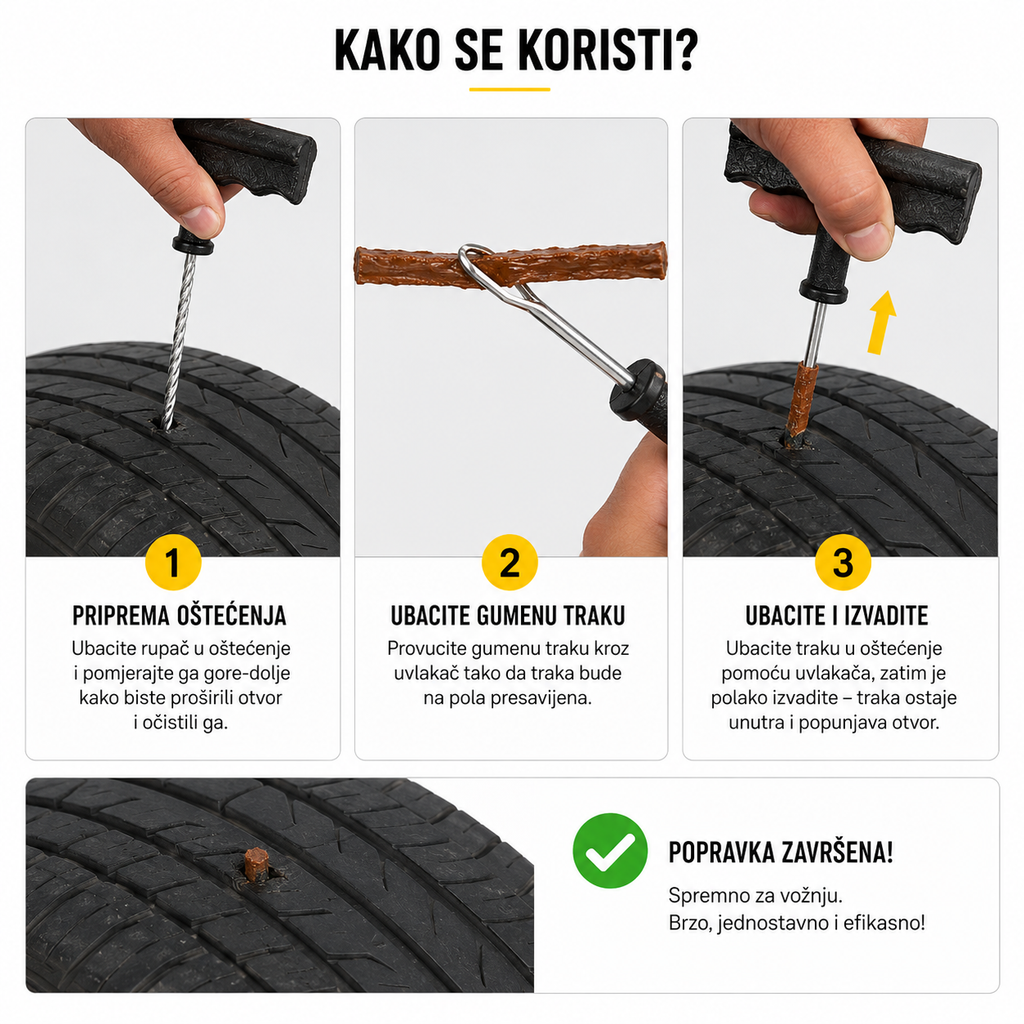Air Kompresor + GRATIS set za krpljenje guma – komplet koji svaki vozač treba da ima