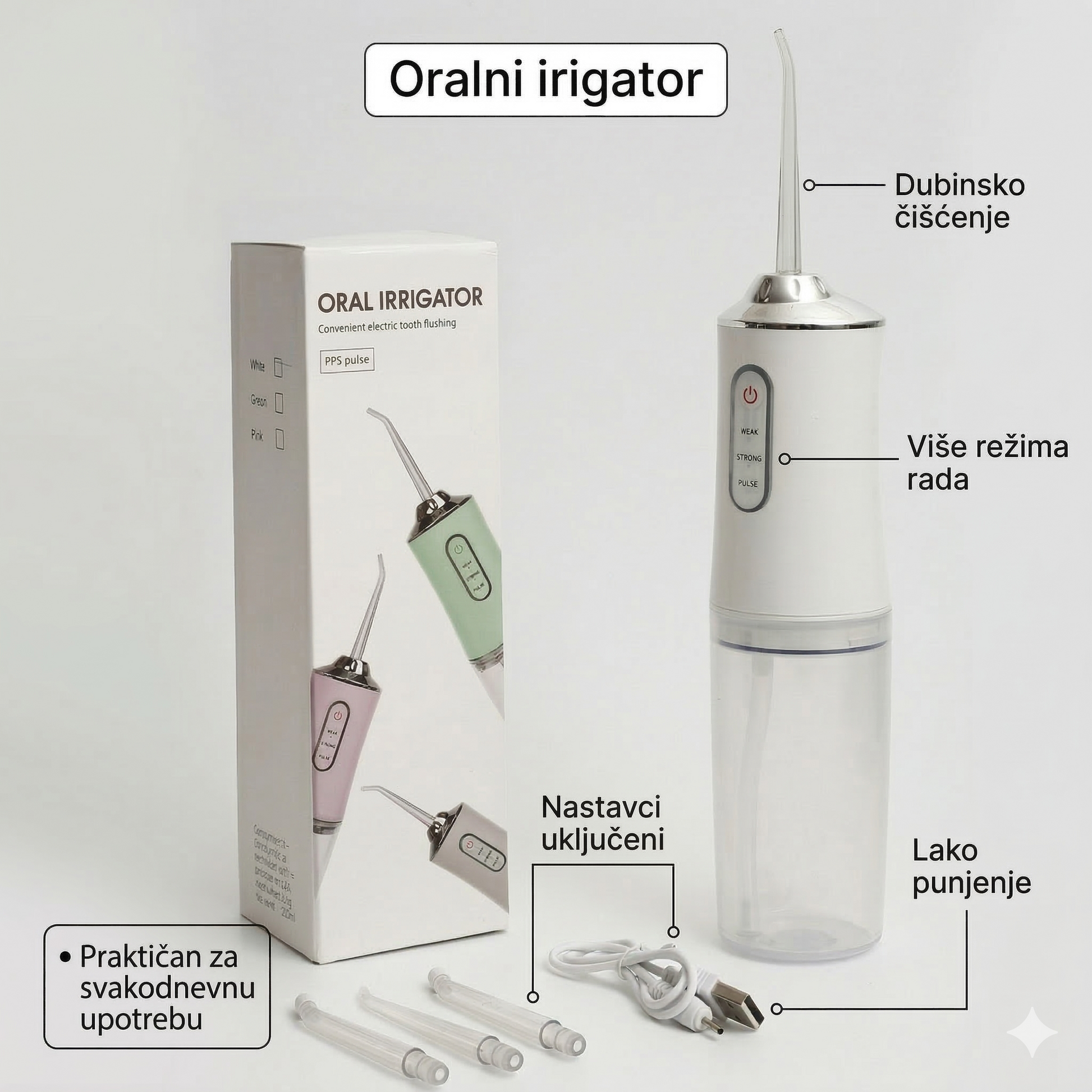 Oralni irigator za temeljno čišćenje zuba i desni