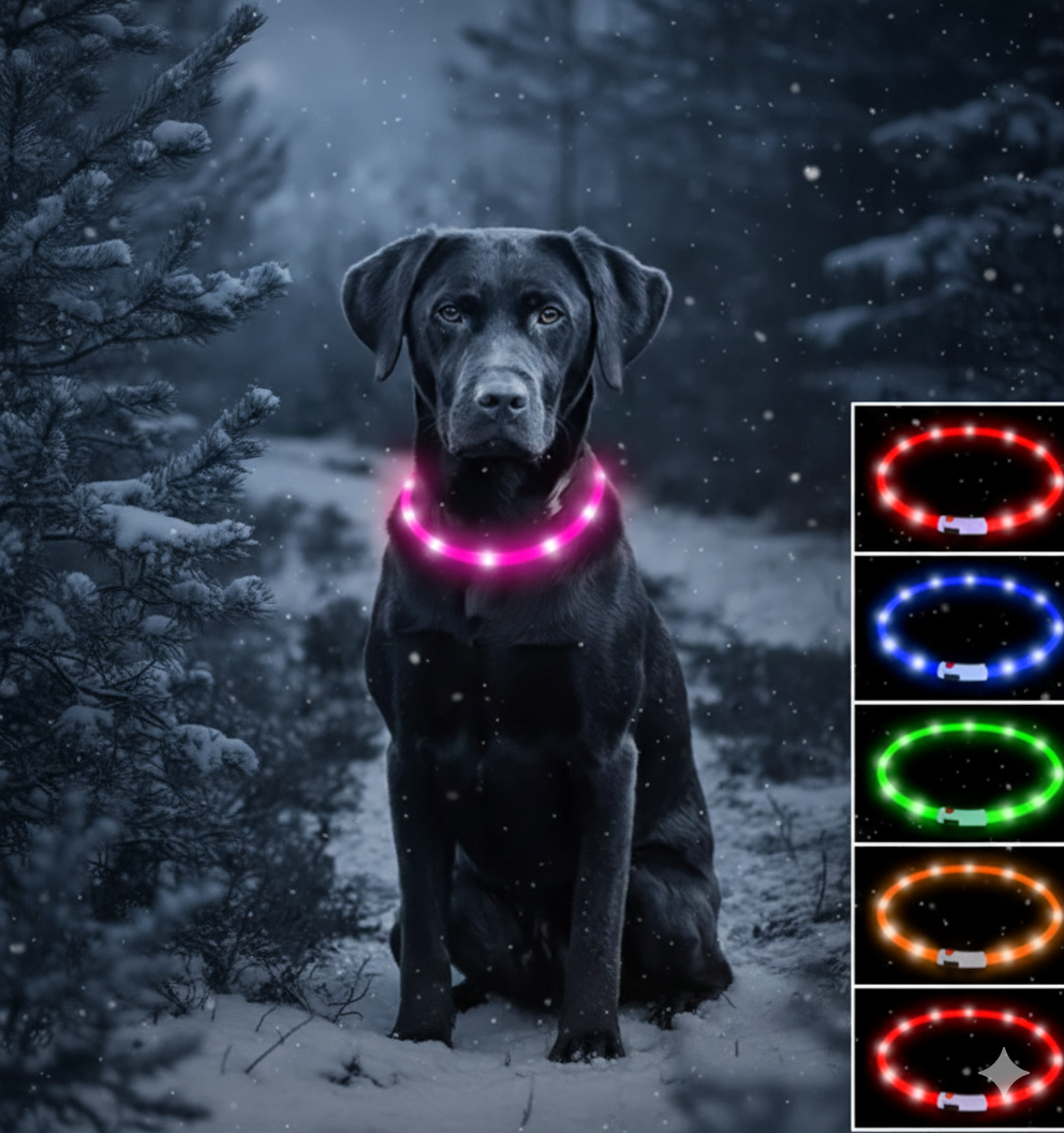 LED ogrlica za pse – podesiva i USB punjiva (veličina S)