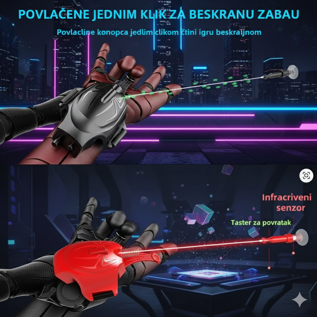 Spider Launcher rukavica – akciona igračka sa izbacivanjem „paučine“