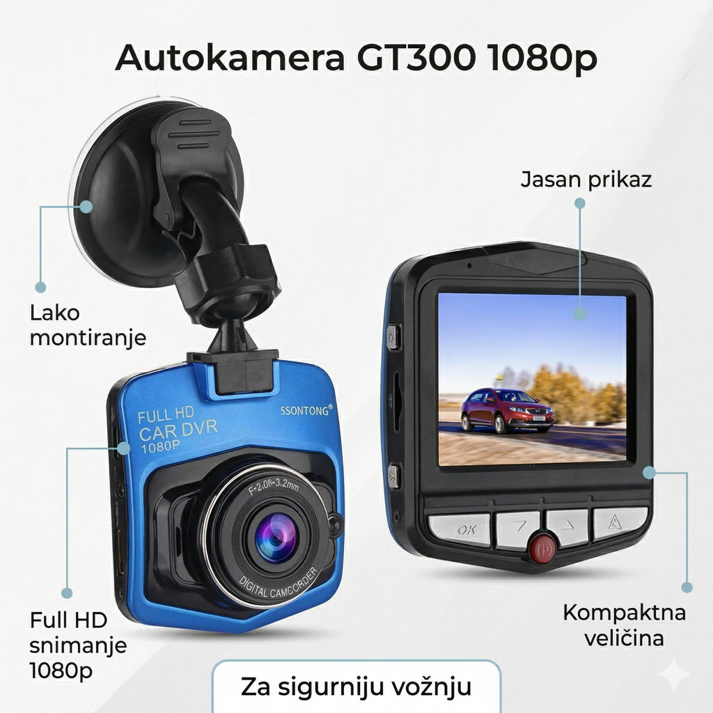 GT300 auto kamera za sigurniju vožnju i jasne snimke puta