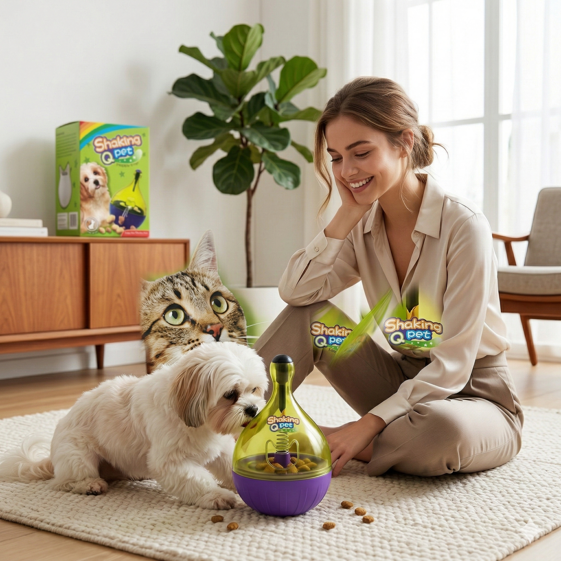 2u1 igračka hranilica – dozator granulica za pse i mačke (posuda + igra)