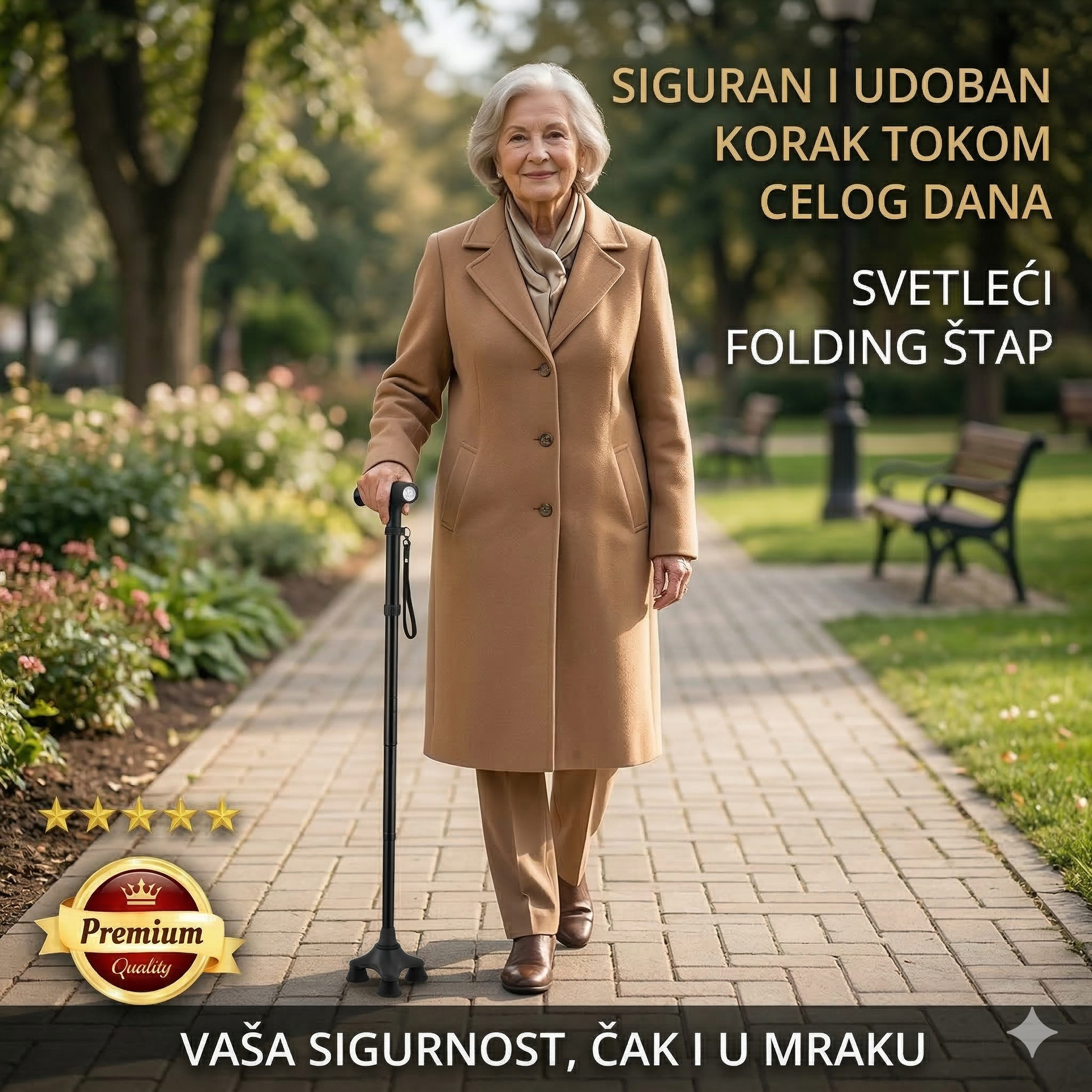 Rasklopivi štap za hodanje sa LED svetlom
