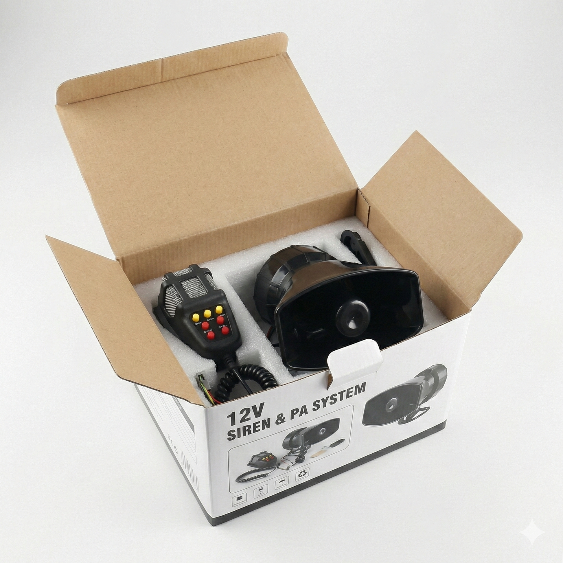 AUTO MEGAFON SIRENA 12V – 100W SA MIKROFONOM (5 ZVUKOVA)